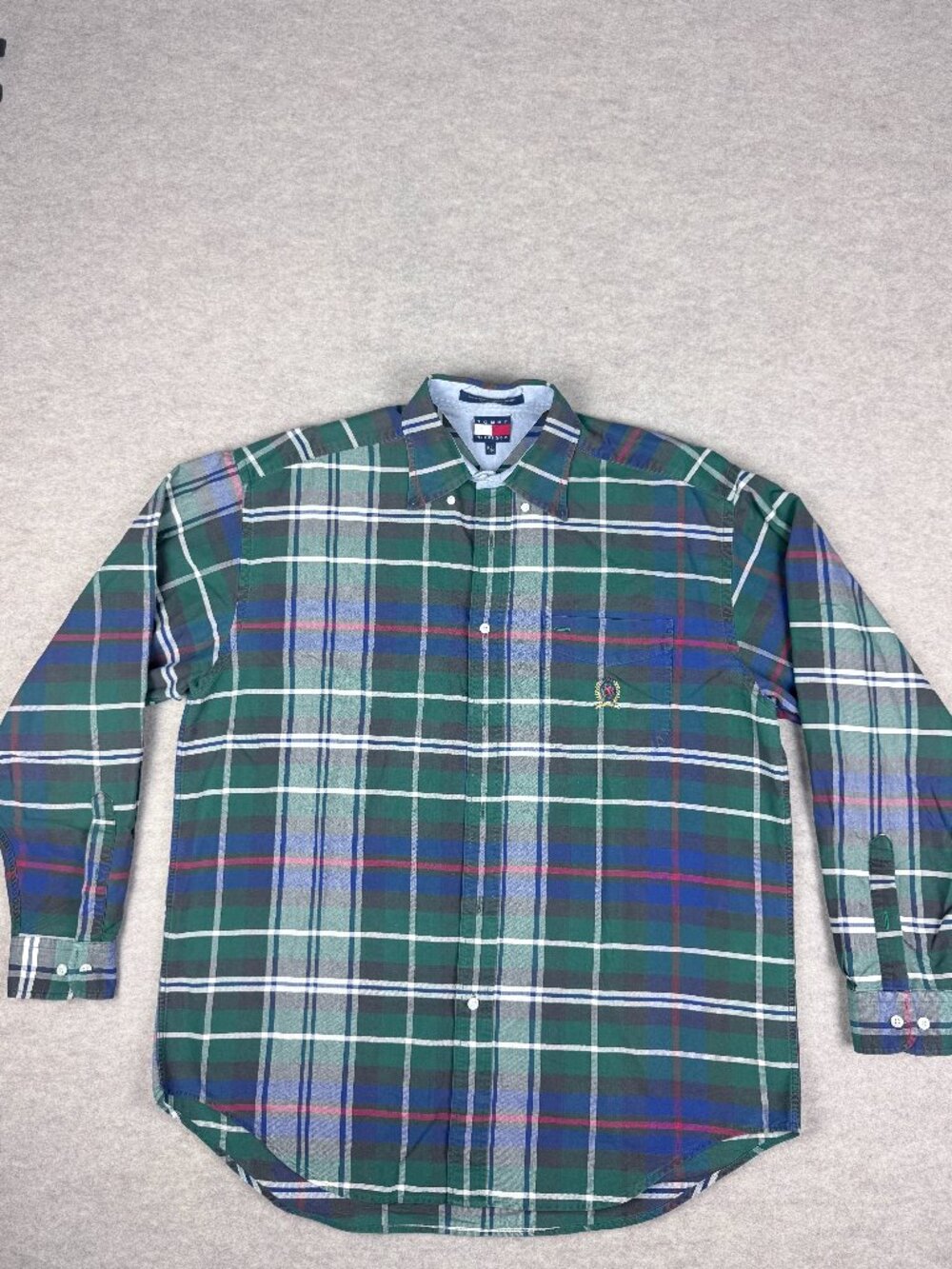 Tommy Hilfiger Long Sleeve Green/ Blue Button Up Men Medium